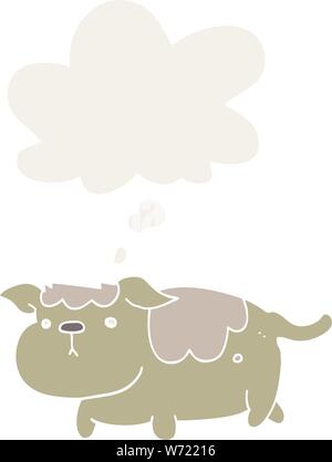 Cartoon cane con bolle di pensiero in stile retrò Illustrazione Vettoriale