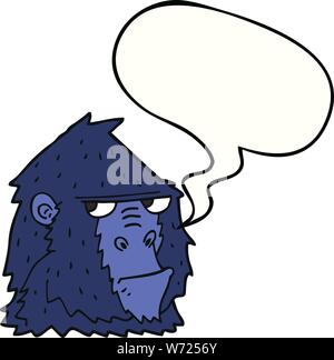 Cartoon angry gorilla faccia con discorso bolla Illustrazione Vettoriale