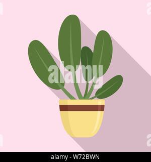 Foglie rotonde houseplant icona. Illustrazione piana di foglie rotonde houseplant icona vettoriali per il web design Illustrazione Vettoriale