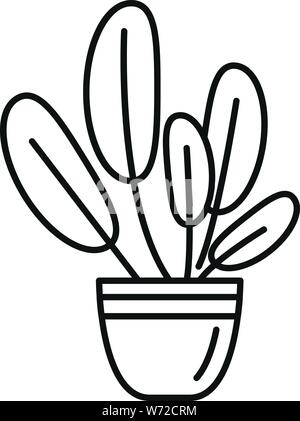 Foglie rotonde houseplant icona. Schema round lascia houseplant icona vettoriali per il web design isolato su sfondo bianco Illustrazione Vettoriale