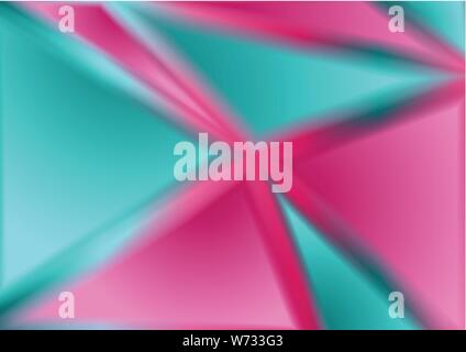 Rosa e ciano tech geometrica triangoli olografica. Alla moda astratto poligonale disegno vettoriale Illustrazione Vettoriale