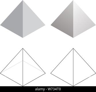 Isometrica a Piramide a 3d forma triangolare illustrazione vettoriale Illustrazione Vettoriale