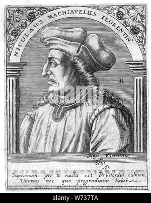 NICCOLÒ MACHIAVELLI (1469-1527) diplomatico italiano, Filosofo e poeta Foto Stock