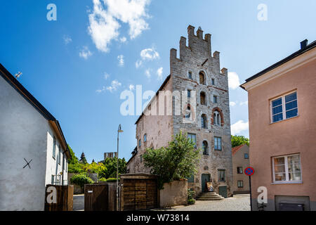 Edificio medievale museo di alloggiamento nel centro di Visby, Gotland (Svezia) il 20 Luglio 2019 Foto Stock