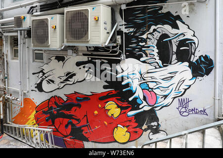 Decostruisce l'icona del pop su una parete, artwork da Matt Gondek, in Sheung Wan, Hong Kong Foto Stock