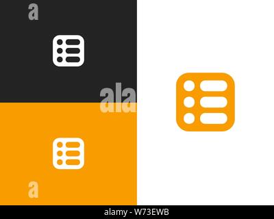 Lettera iniziale e nella piazza di forma arrotondata. Menu icona elenco, pittogramma quadrato in forma arrotondata. Segno stilizzato menu per il design del tuo sito, logo, app, U Illustrazione Vettoriale