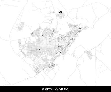 Mappa satellitare di Boa Vista, Roraima, Brasile. Mappa di strade e di edifici del centro storico. America del Sud Illustrazione Vettoriale