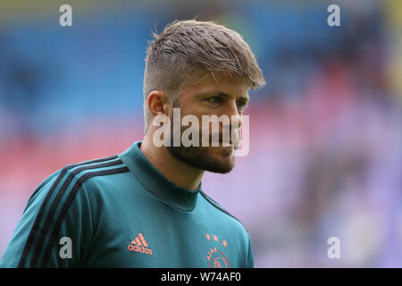 4 augustus 2019 Arnhem, Paesi Bassi Calcio Olandese Eredivisie Vitesse Arnhem contro Ajax Amsterdam 03-08-2019: Voetbal: Vitesse contro Ajax: Arnhem L-R: Lasse Schone di Ajax Foto Stock