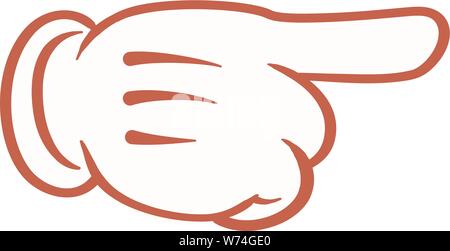 Cartoon la mano con il dito puntato al di fuori vista a mano Illustrazione Vettoriale