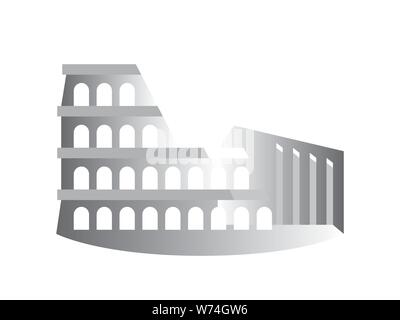 Il Colosseo (Colosseo), noto anche come l'Anfiteatro Flavio, Roma, Italia. Disegno stilizzato. Illustrazione Vettoriale