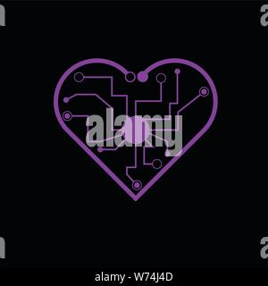 Cuore digitale modello di logo Illustrazione Vettoriale