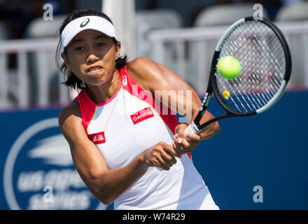 Toronto, Canada. 4 Ago, 2019. Zhang Shuai della Cina restituisce la sfera durante il secondo turno di donne singoli match di qualificazione con Anastasia Potapova della Russia al 2019 Rogers Cup di Toronto, Canada, e il Agosto 4, 2019. Credito: Zou Zheng/Xinhua/Alamy Live News Foto Stock