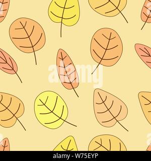 Autunno semplice modello senza cuciture con foglie. Illustrazione Vettoriale
