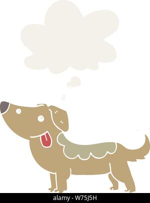 Cartoon cane con bolle di pensiero in stile retrò Illustrazione Vettoriale