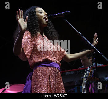 Il 4 agosto 2019, la città di New York, New York, Stati Uniti d'America: cantante CORINNE BAILEY RAE suona al SummerStage tenutasi a Central Park. (Credito Immagine: © Nancy Kaszerman/ZUMA filo) Foto Stock