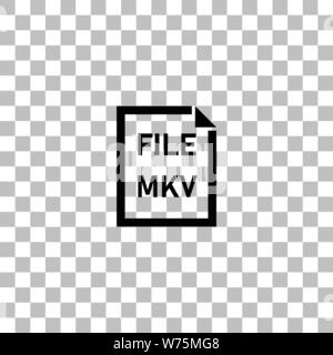 MKV file. Nero icona piatta su uno sfondo trasparente. Pittogramma per il vostro progetto Illustrazione Vettoriale