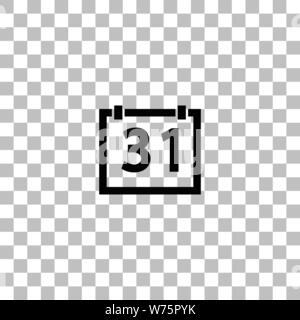 31 giorni di calendario. Nero icona piatta su uno sfondo trasparente. Pittogramma per il vostro progetto Illustrazione Vettoriale