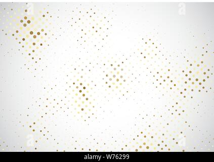 Abstract glitter oro modello halftone su sfondo bianco di sfondo e texture. Stile di lusso. Illustrazione Vettoriale Illustrazione Vettoriale