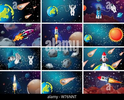 Grande spazio scena insieme illustrazione Illustrazione Vettoriale