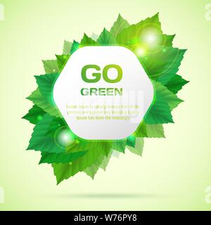 Abstract go green illustrazione vettoriale con foglie Illustrazione Vettoriale