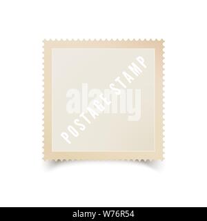 Svuotare il timbro postale modello con ombra. Blank francobollo speciale per il vostro design. Illustrazione di vettore isolato su sfondo bianco Illustrazione Vettoriale