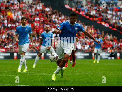 Londra, Regno Unito. 04 Ago, 2019. Londra, Inghilterra. Agosto 04: Manchester City's Rodrigo durante la comunità fa scudo tra Liverpool e Manchester City a Wembley Stadium il 04 agosto 2019 a Londra, Inghilterra. Credit: Azione Foto Sport/Alamy Live News Foto Stock