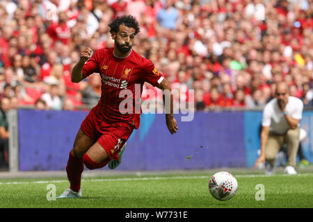 Londra, Regno Unito. Il 4° agosto 2019. Londra, Regno Unito. Il 4° agosto 2019. Mohamed Salah di Liverpool - Liverpool v Manchester City, fa scudo della Comunità, allo Stadio di Wembley, Londra, Regno Unito. 4 Ago, 2019. Solo uso editoriale Credito: Giornata immagini limitata/Alamy Live News Foto Stock