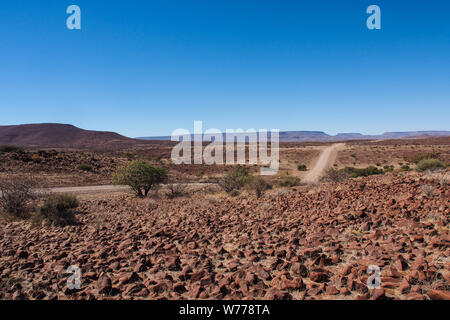 Vista del deserto a Twyfelfontein in Damaraland Namibia, Africa Foto Stock