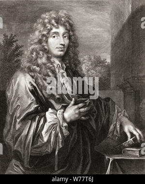 Christiaan Huygens, 1629 a 1695. Dutch matematico, astronomo, fisico horologist e scrittore di inizio di fantascienza. Foto Stock