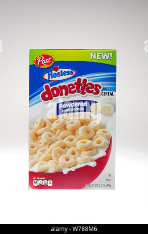 Nuova Hostess donettes in polvere ciambelle mini scatola di cereali da cereali Post Foto Stock