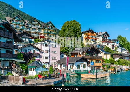 ST WOLFGANG, Austria - 10 luglio 2019: St Wolfgang è una città di mercato sulla riva settentrionale del lago Wolfgangsee nella regione del Salzkammergut. Foto Stock