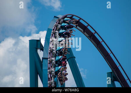 Orlando, Florida. Luglio 29, 2019. Per coloro che godono di Mako rollercoaster al Seaworld Foto Stock
