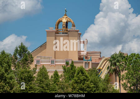 Orlando, Florida. Luglio 29, 2019. Vista superiore del viaggio a Atlantis acqua attrazione a Seaworld Foto Stock