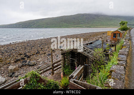 Cabine in spiaggia Applecross - Wester Ross, le Highlands, Scotland, Regno Unito Foto Stock