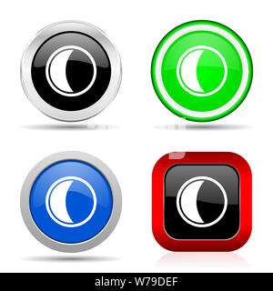 Luna Rossa, blu, verde e nero lucido web icon set in 4 opzioni Foto Stock