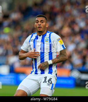 Huddersfield, Regno Unito. 5 agosto 2019. 5 agosto 2019, John Smith's Stadium, Huddersfield, nello Yorkshire, Inghilterra; EFL Campionato di calcio. L Huddersfield Town contro il Derby County; Karlan Concessione di Huddersfield Town - rigorosamente solo uso editoriale. Nessun uso non autorizzato di audio, video, dati, calendari, club/campionato loghi o 'live' servizi. Online in corrispondenza uso limitato a 120 immagini, nessun video emulazione. Nessun uso in scommesse, giochi o un singolo giocatore/club/league pubblicazioni Credit: Azione Plus immagini di sport/Alamy Live News Foto Stock