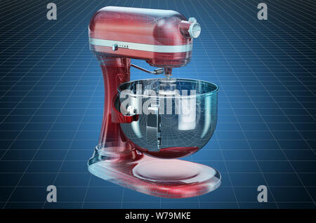 Visualizzazione 3D CAD modello di supporto miscelatore cucina, cianografia. Il rendering 3D Foto Stock