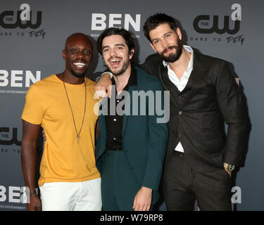 Agosto 4, 2019, Beverly Hills, CA, Stati Uniti d'America: LOS ANGELES - 4 agosto: Keston John, Morgan Krantz, Casey Deidrick presso il CW TCA Estate All-Star Party presso il Beverly Hilton Hotel il 4 agosto 2019 a Beverly Hills, CA (credito Immagine: © Kay Blake/ZUMA filo) Foto Stock