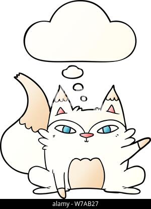 Cartoon Arctic Fox con bolle di pensiero in buon stile gradiente Illustrazione Vettoriale