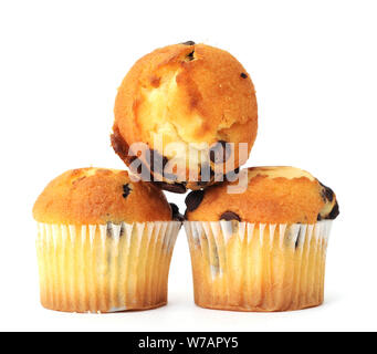 Tre mini berry muffin su bianco Foto Stock