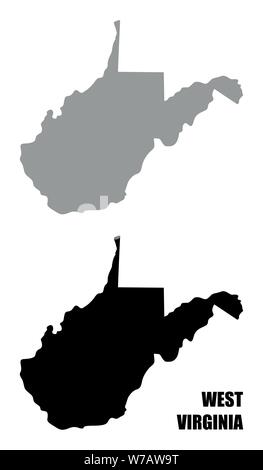 West Virginia membro silhouette mappe isolati su sfondo bianco Illustrazione Vettoriale