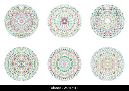 Geometrica circolare pietra rotonda pattern set mandala - ornati in astratto vettore ornamentali elementi di design Illustrazione Vettoriale