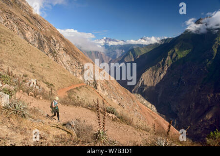 Trekking nel Canyon Apurimac sul Senso - Inka trek, 'l'altra Machu Picchu,' Santa Teresa, Apurimac, Perù Foto Stock