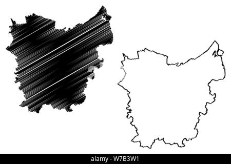 Fiandre orientali della provincia (Regno del Belgio, province del Belgio, la Regione fiamminga) mappa illustrazione vettoriale, scribble schizzo Fiandre Orientali mappa Illustrazione Vettoriale
