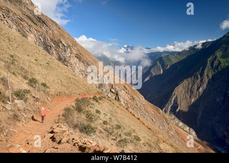 Trekking nel Canyon Apurimac sul Senso - Inka trek, 'l'altra Machu Picchu,' Santa Teresa, Apurimac, Perù Foto Stock