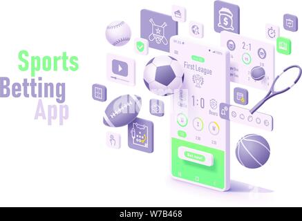 Vettore di scommesse sportive app concept Illustrazione Vettoriale
