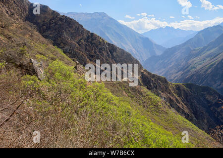 A guardare le montagne sul Senso - Inka trek, 'l'altra Machu Picchu,' Santa Teresa, Apurimac, Perù Foto Stock