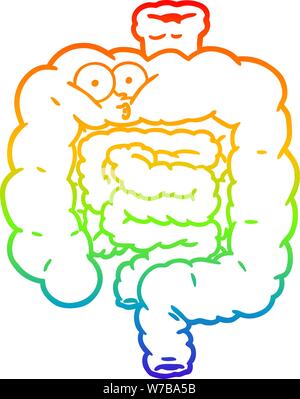 Rainbow linea di sfumatura di disegno di un cartoon sorpreso dell intestino Illustrazione Vettoriale