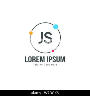 Iniziale logo JS Modello con telaio moderno. Minimalista lettera JS logo illustrazione vettoriale design Illustrazione Vettoriale