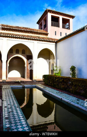 Patio de la alberca, Alcazaba, Malaga, Andalusia, Spagna Foto Stock